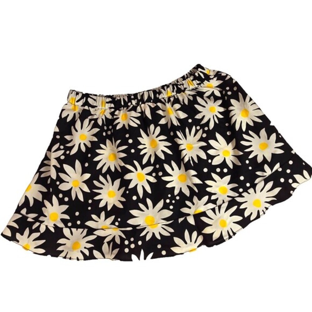Solid & Striped Floral Daisy Mini Skirt Black and White Beach Festival Y2K Large